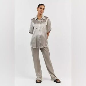 Dissh - Simone Pewter Satin Bias Cut Pant Size 6